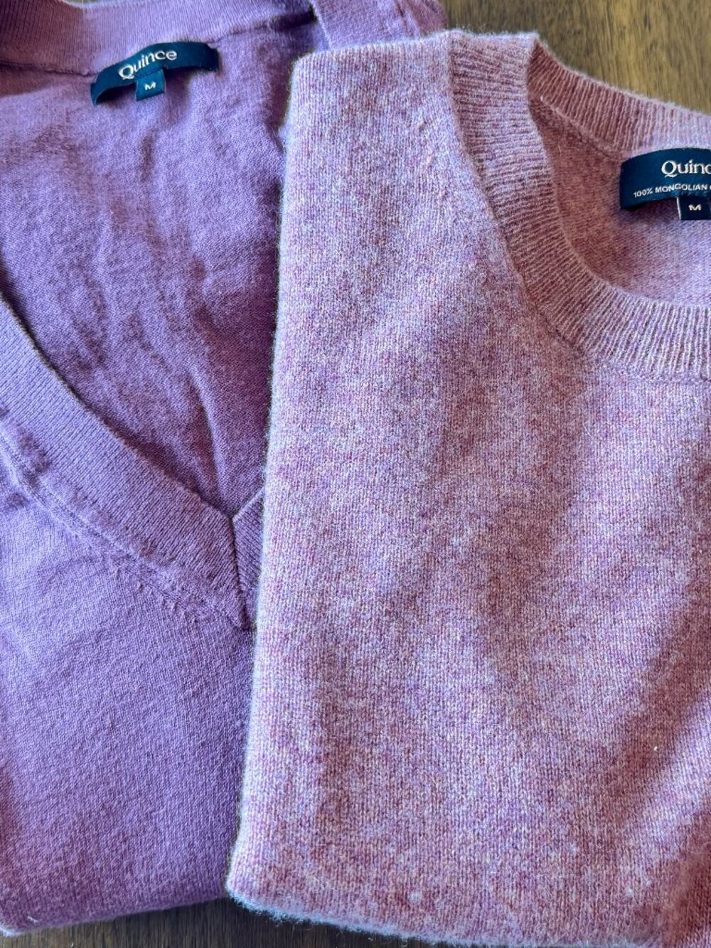 Quince Sweaters - Heather Shaded Rose Pink and Lightweight Sweater, Size Med